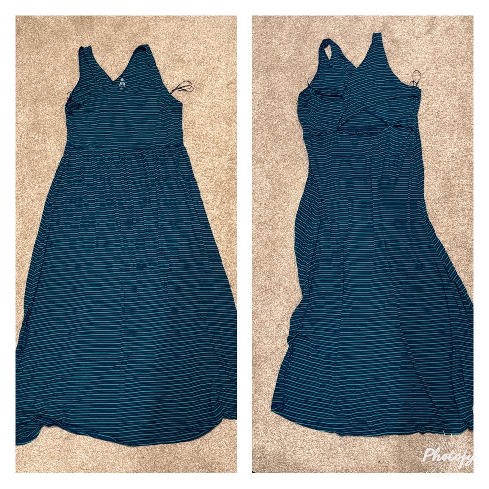 SO Green and Black Striped Maxi Dress